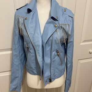 Buddy Love Blue Leather Jacket with Classic Cut